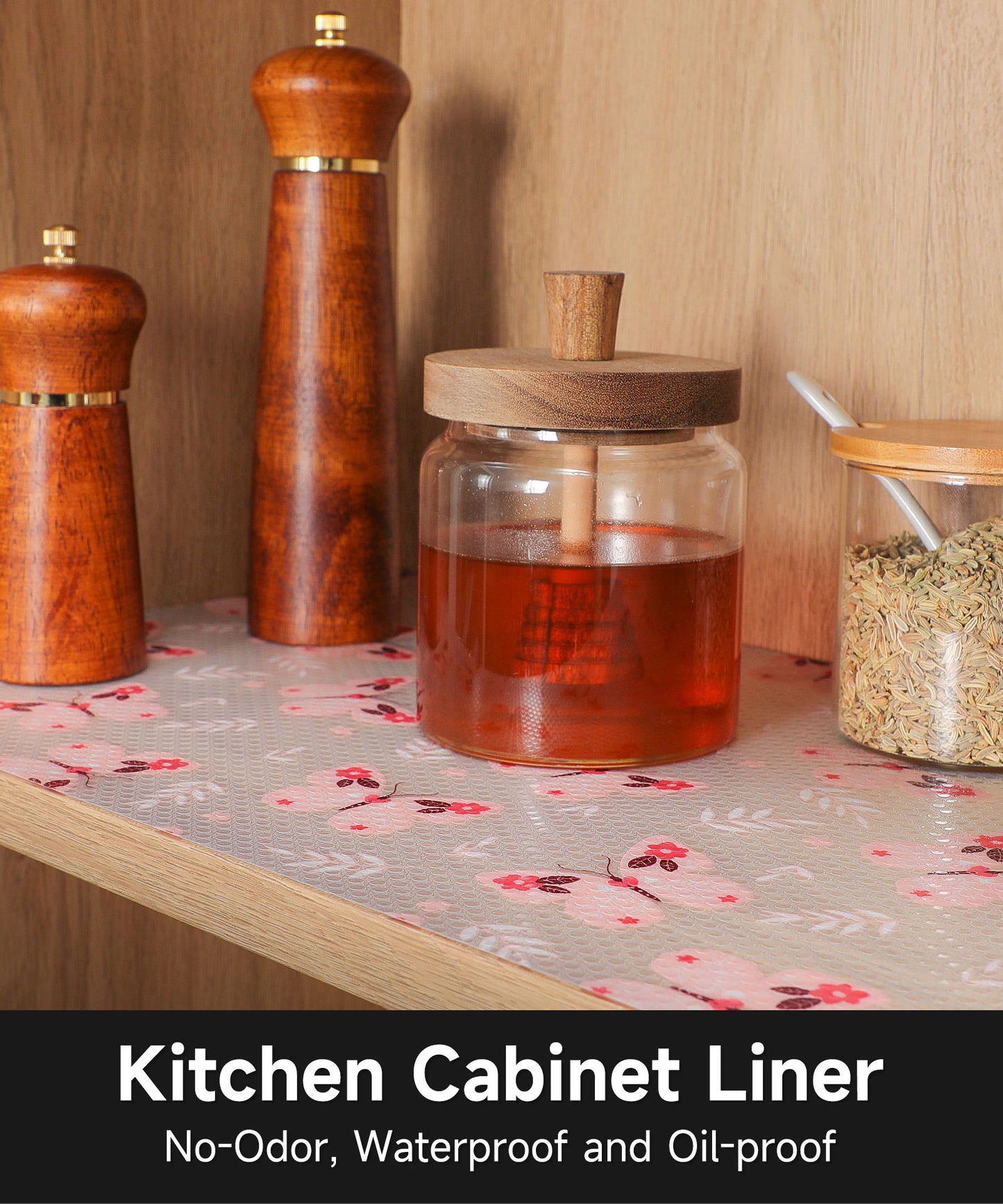 Cooyes Shelf Liner – Non-Adhesive Shelf Liners for Kitchen Cabinets – Waterproof Shelf Paper with Modern Pattern – Durable EVA Cabinet Liners