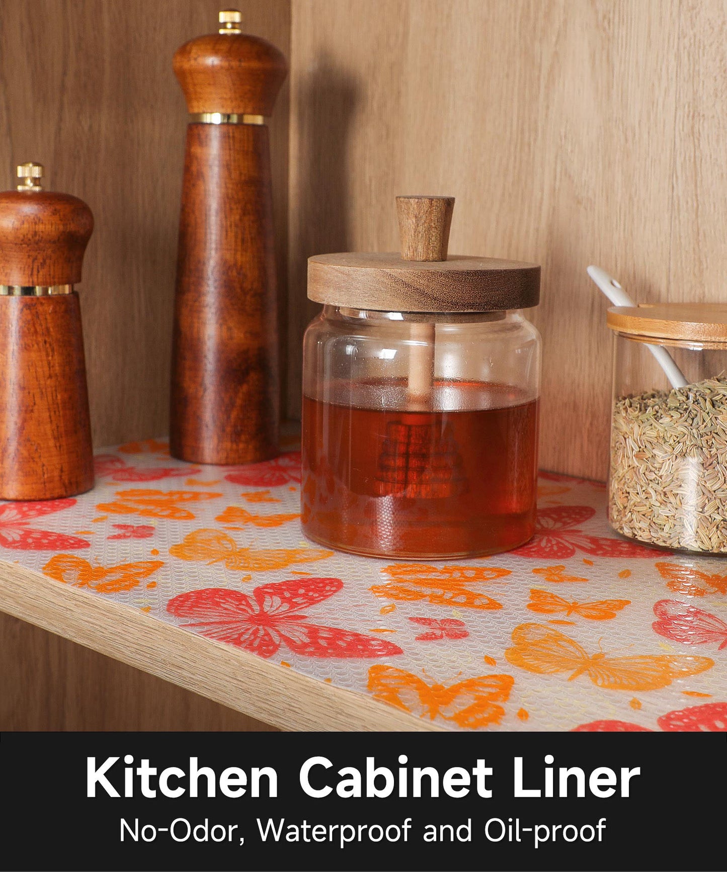Cooyes Shelf Liner – Non-Adhesive Shelf Liners for Kitchen Cabinets – Waterproof Shelf Paper with Modern Pattern – Durable EVA Cabinet Liners