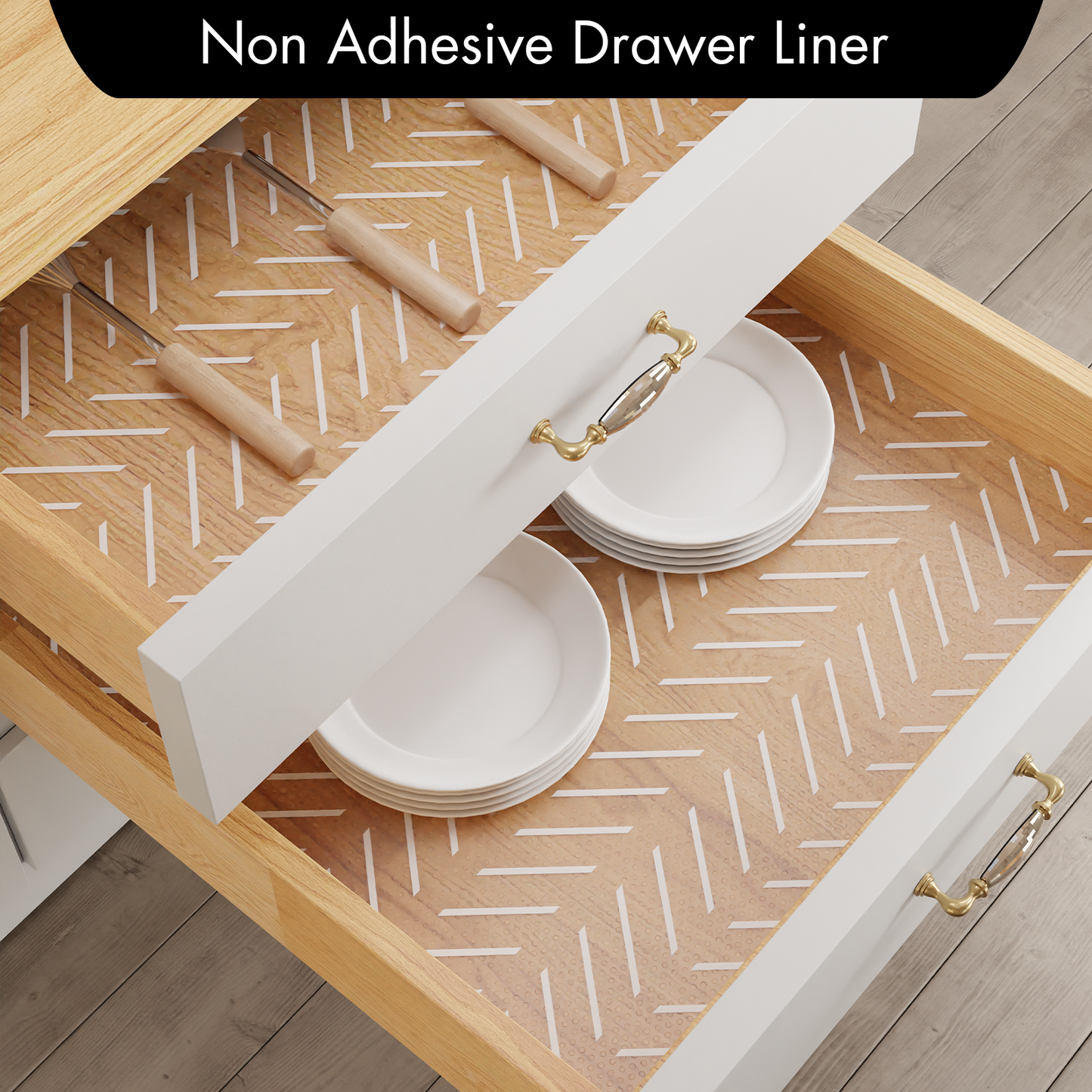 Cooyes Shelf Liner – Non-Adhesive Shelf Liners for Kitchen Cabinets – Waterproof Shelf Paper with Modern Pattern – Durable EVA Cabinet Liners