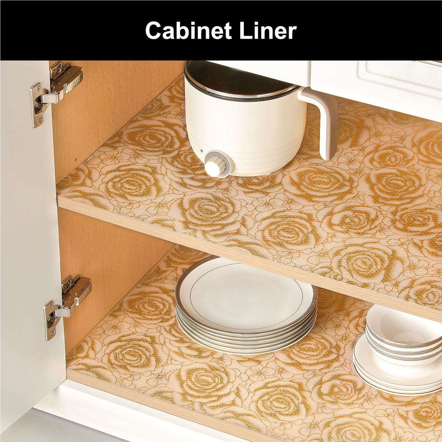 Cooyes Shelf Liner – Premium Non-Adhesive Cabinet & Drawer Liner for Kitchen – Waterproof Shelf Paper with Modern Pattern – Durable EVA Cabinet Mat – Easy to Cut