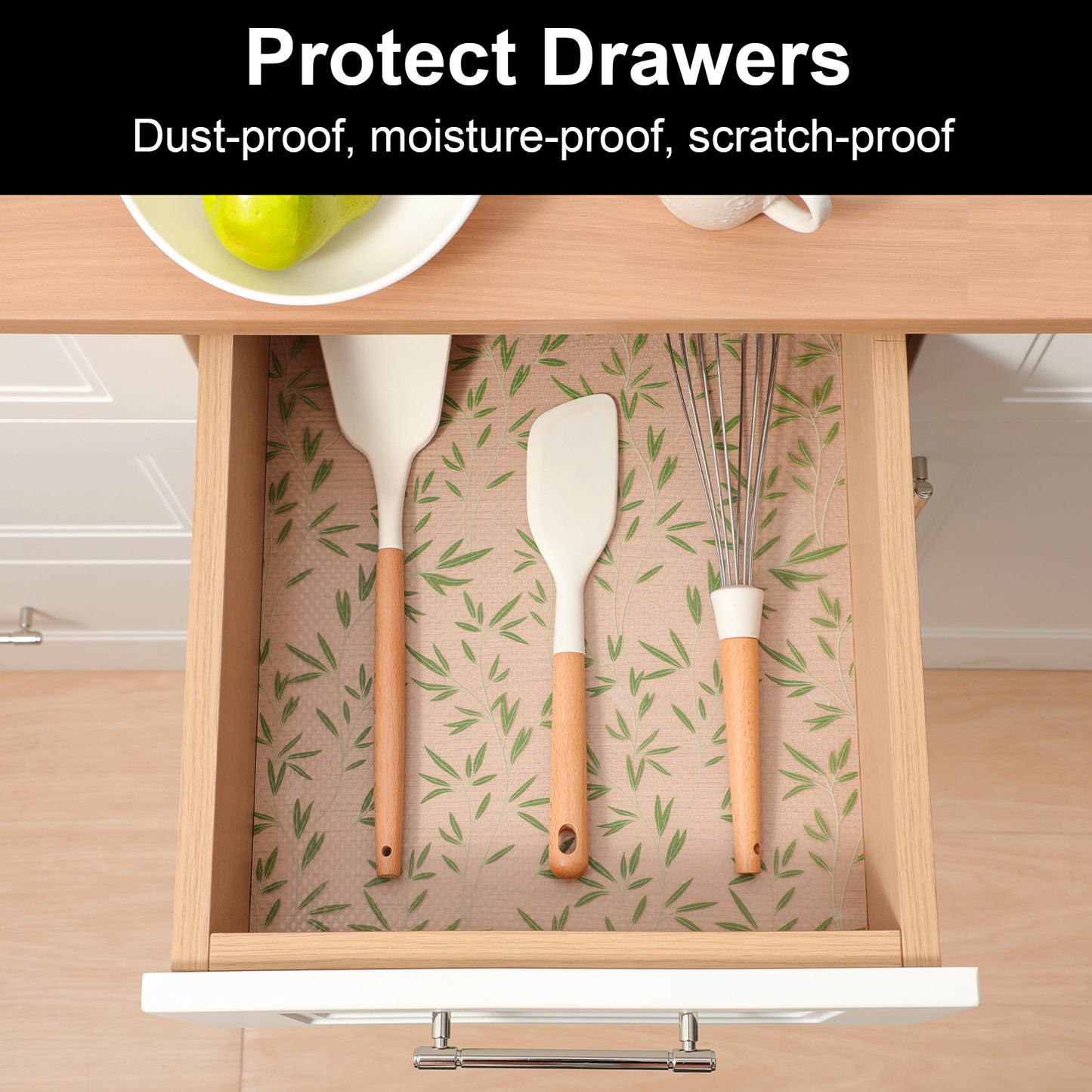 Cooyes Shelf and Drawer Liners for Kitchen Cabinets, Non Adhesive Cabinet Liner, EVA Waterproof Durable Non-Slip Drawer Mats for Shelves, Refrigerator, Storage, Desks