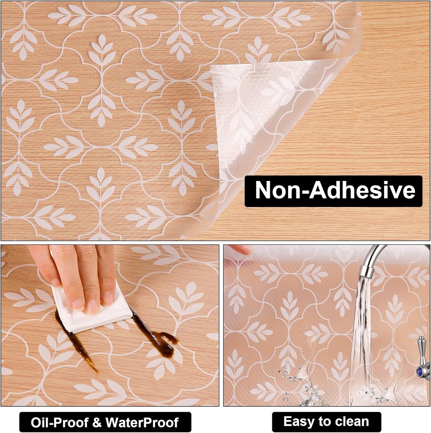 Cooyes Shelf Liner Drawer Liners, Shelf Liners for Kitchen Cabinets, Non Adhesive Cabinet Liner, EVA Waterproof Non-Slip Refrigerator Liners for Kitchen, Drawer