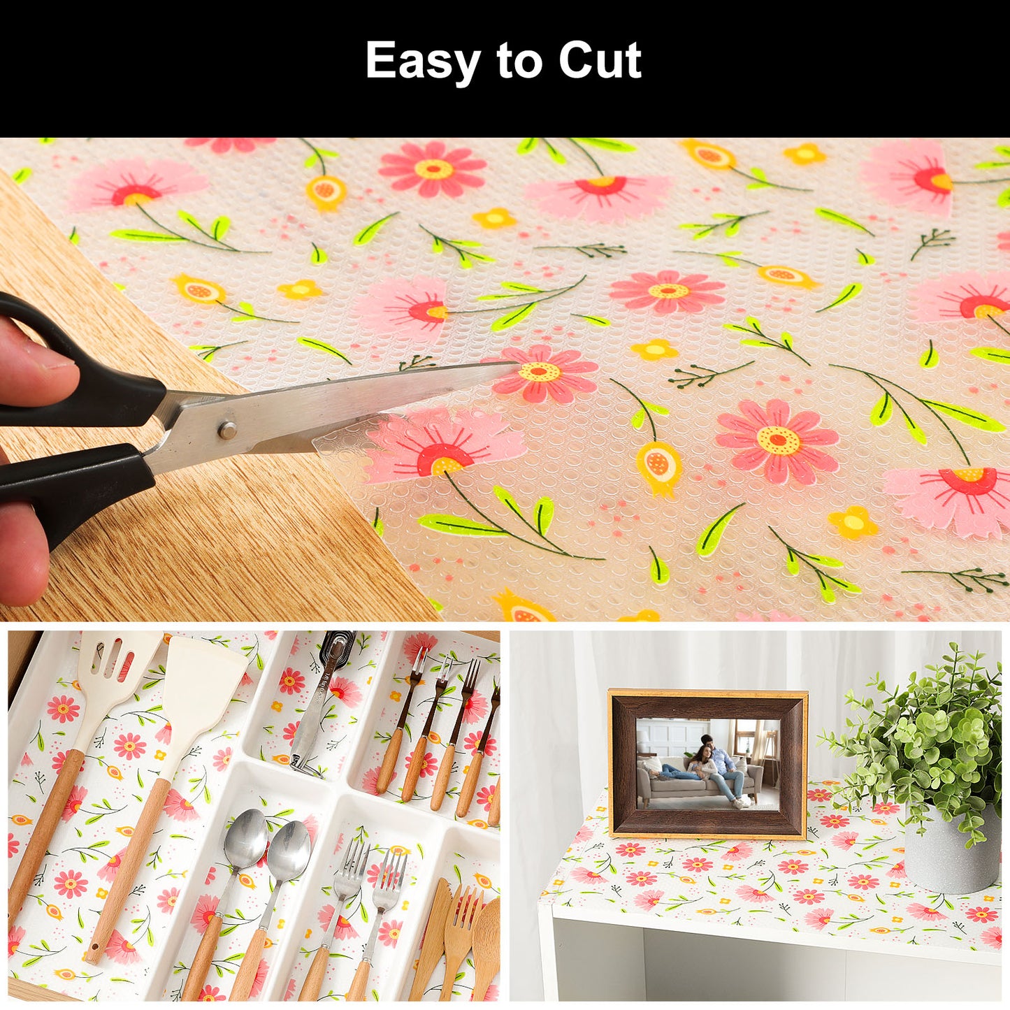 Cooyes Shelf Liner – Premium Non-Adhesive Cabinet & Drawer Liner for Kitchen – Waterproof Shelf Paper with Modern Pattern – Durable EVA Cabinet Mat – Easy to Cut