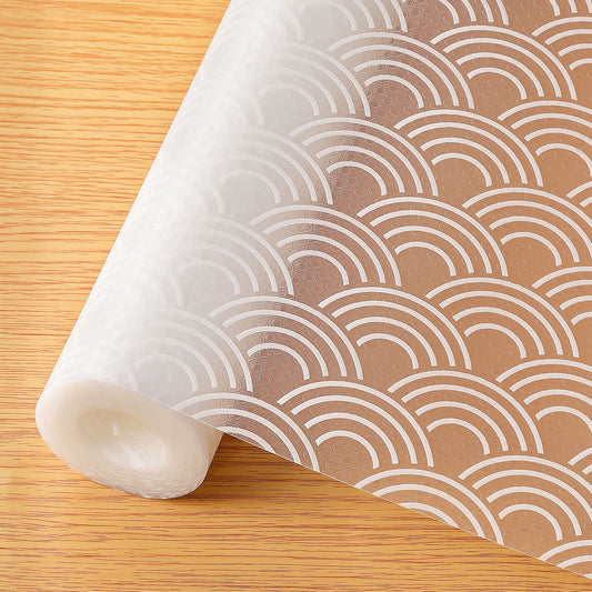 Cooyes Shelf and Drawer Liners for Kitchen Cabinets, Non-Adhesive Cabinet Liners, EVA Waterproof Durable Shelf Paper for Refrigerator, Shelves, Cupboard with European Pattern, Easy to Cut