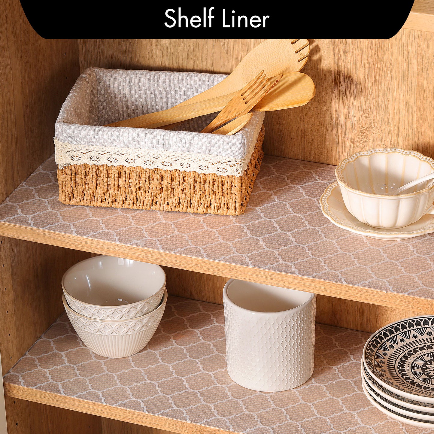 Cooyes Shelf Liner for Kitchen Cabinets – Non-Adhesive Waterproof Drawer Liner – Durable EVA Material Easy-to-Cut Shelf Paper for Refrigerator, Cupboard, Dresser with Modern Pattern (17.7"W x 78.7"L)