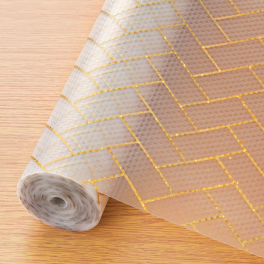 Cooyes Shelf and Drawer Liners for Kitchen Cabinets, Non-Adhesive Cabinet Liners, EVA Waterproof Durable Shelf Paper for Refrigerator, Shelves, Cupboard with European Pattern, Easy to Cut