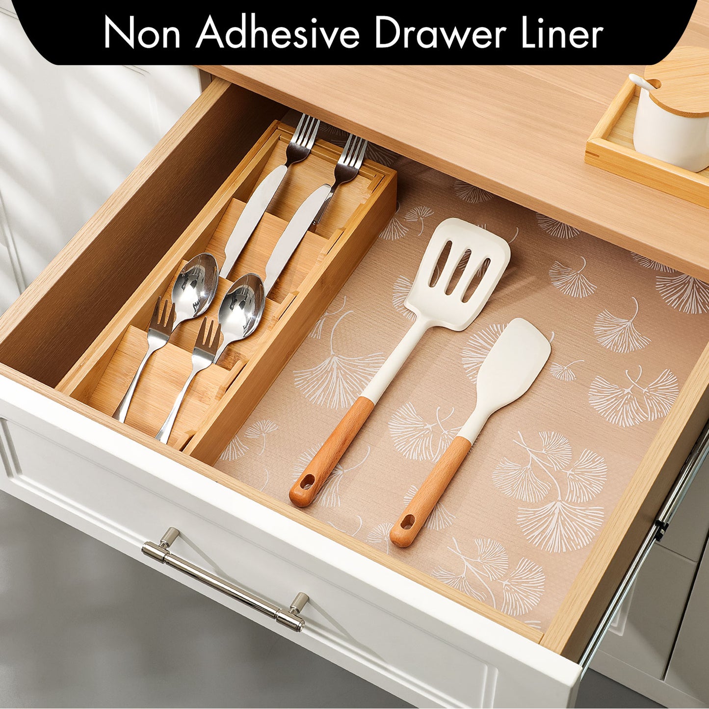 Cooyes Shelf Liner, Non Adhesive Drawer and Cabinet Liner, EVA Washable Oil-Proof Shelf Paper for Kitchen Cabinets, Refrigerator, Storage, Desks with Modern Pattern