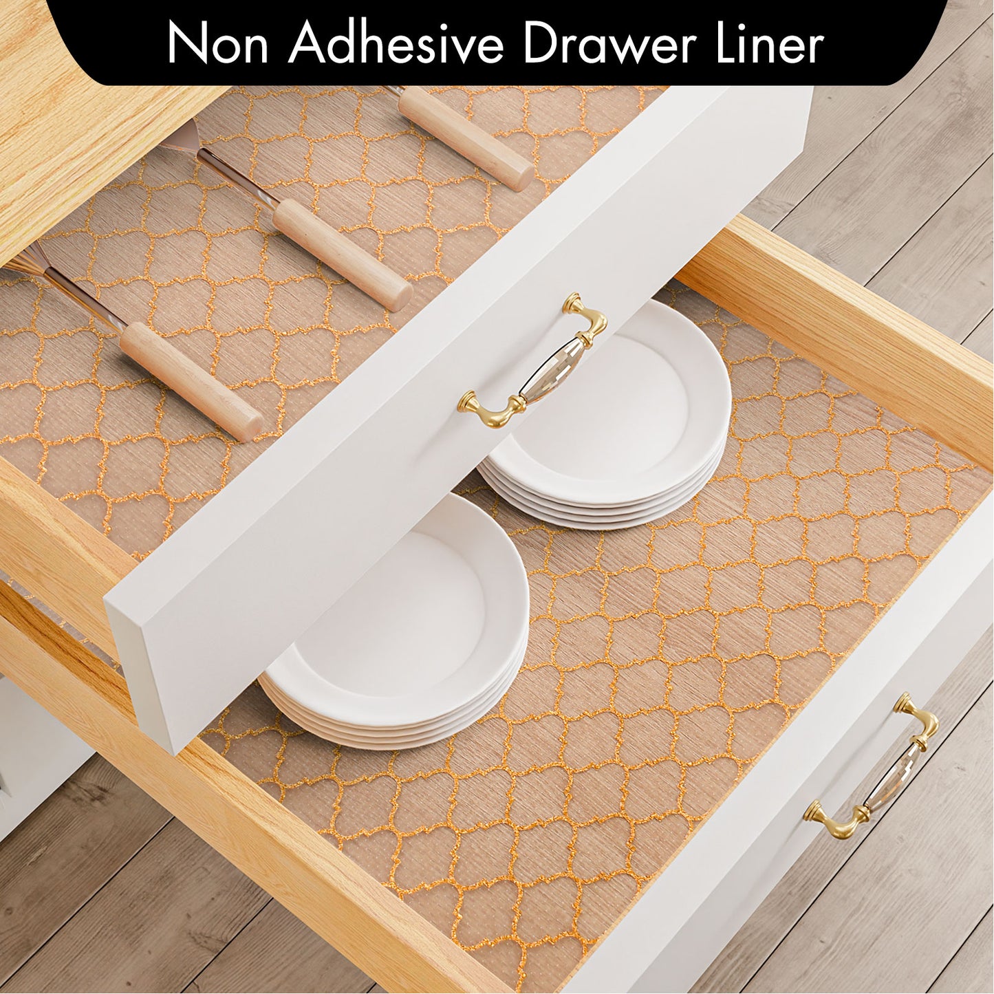 Cooyes Shelf and Drawer Liners for Kitchen Cabinets, Non Adhesive Cabinet Liner, EVA Waterproof Durable Non-Slip Drawer Mats for Shelves, Fridge, Storage, Kitchen Cupboards – Modern Pattern