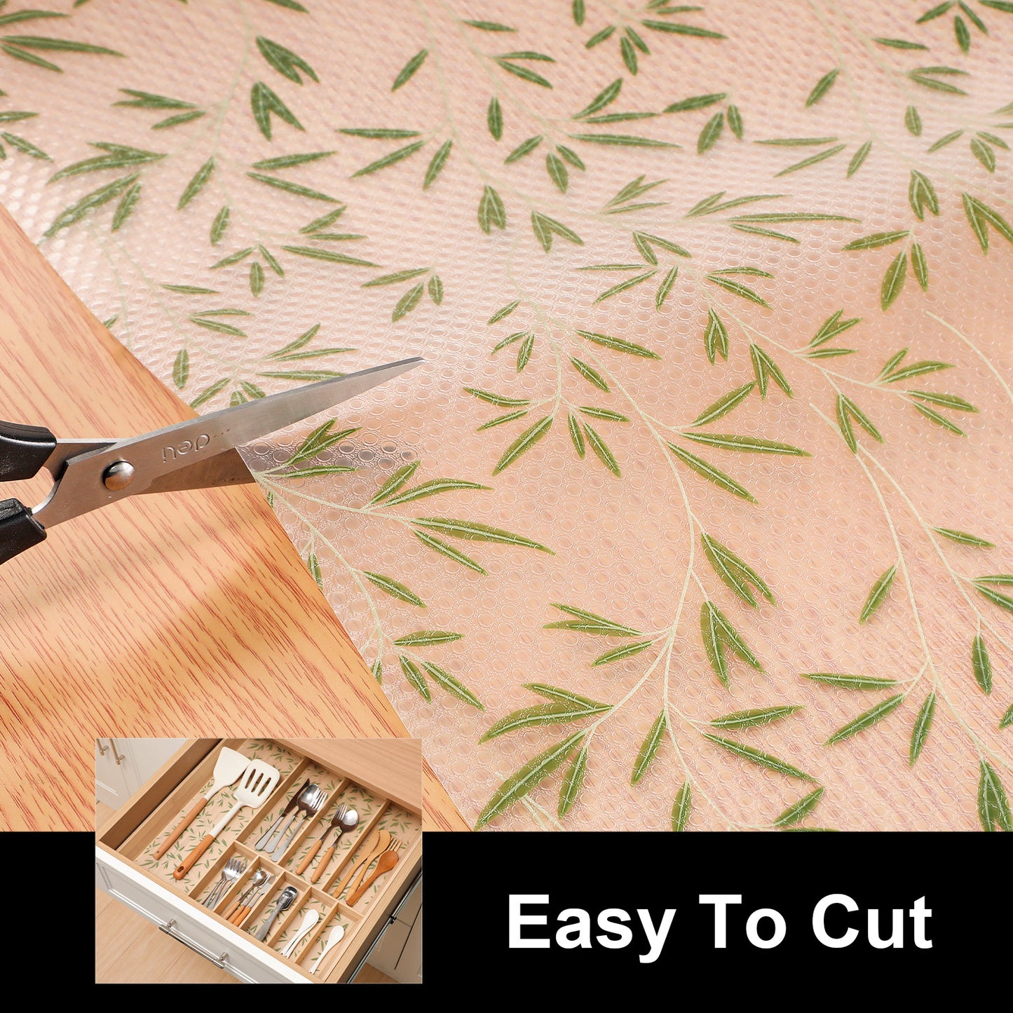 Cooyes Shelf and Drawer Liners for Kitchen Cabinets, Non Adhesive Cabinet Liner, EVA Waterproof Durable Non-Slip Drawer Mats for Shelves, Refrigerator, Storage, Desks