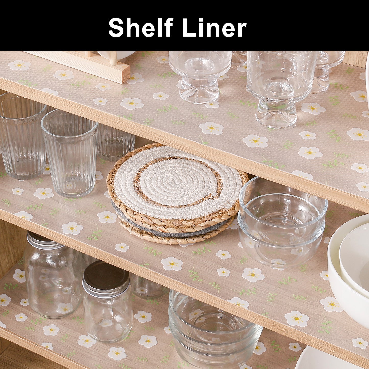 Cooyes Shelf Liner – Premium Non-Adhesive Cabinet & Drawer Liner for Kitchen – Waterproof Shelf Paper with Modern Pattern – Durable EVA Cabinet Mat – Easy to Cut