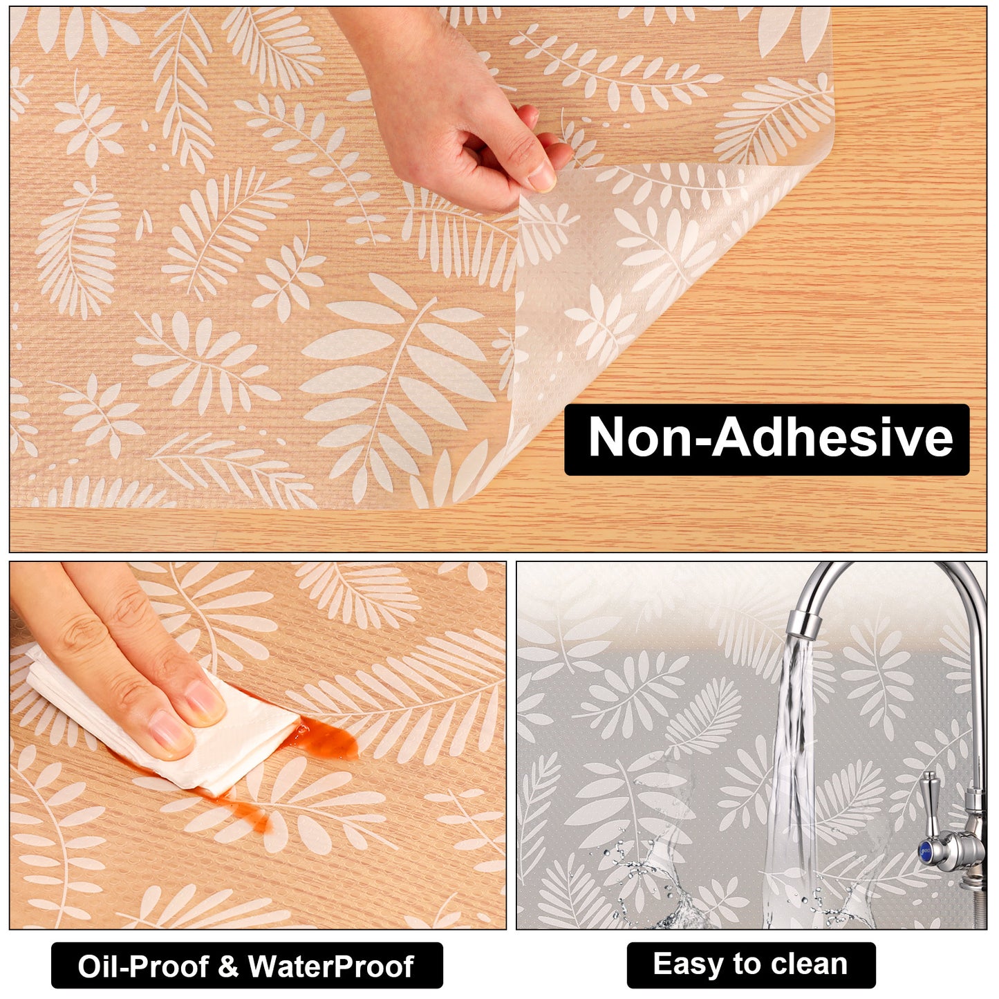 Cooyes Shelf and Drawer Liners for Kitchen Cabinets, Non Adhesive Cabinet Liner, EVA Waterproof Durable Non-Slip Drawer Mats for Shelves, Refrigerator, Storage, Desks