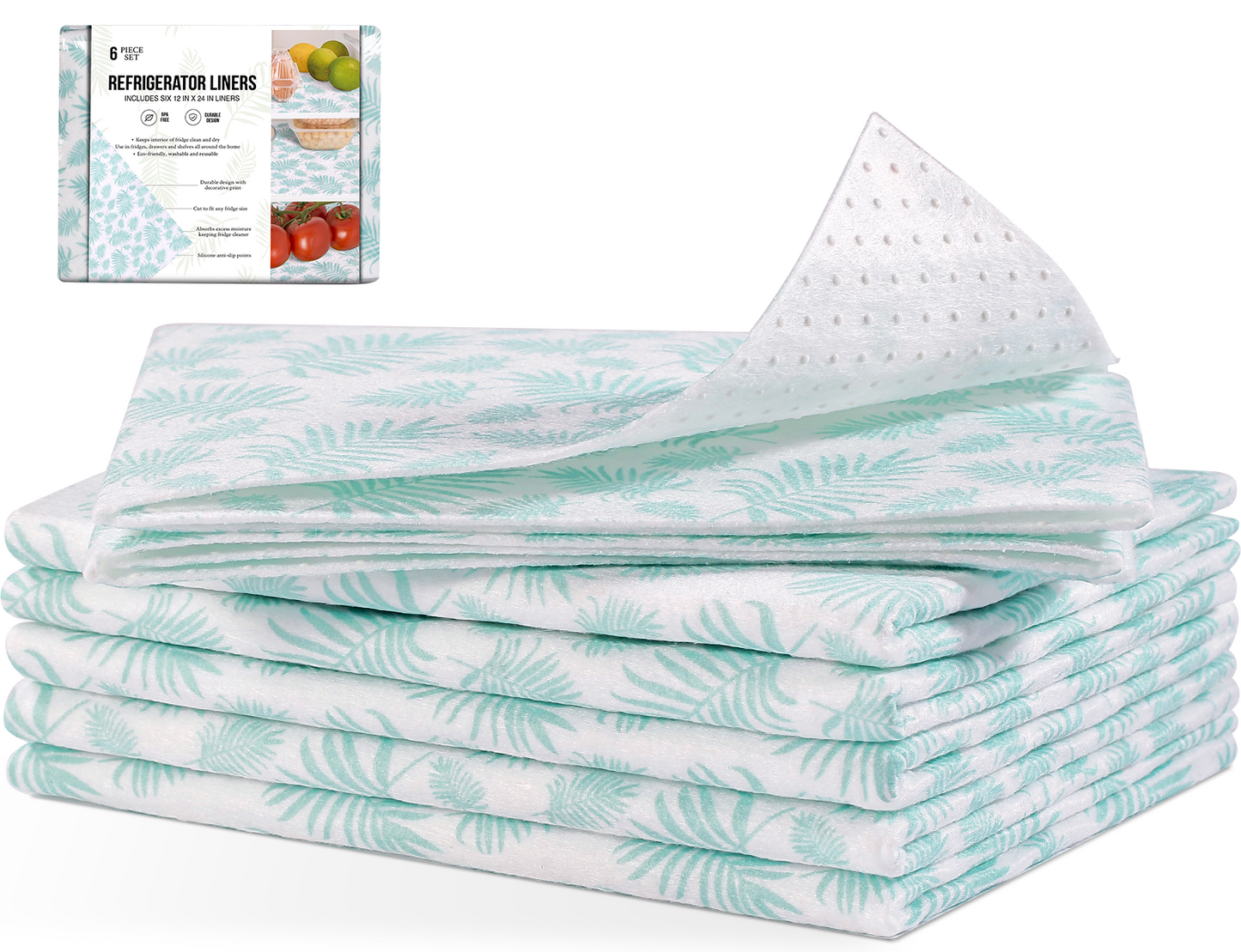 Cooyes Absorbent Refrigerator Liners, Non Slip Fridge Bin Liners and Mats Washable, Refrigerator Shelf Liner for Glass Shelves and Kitchen Cabinet Drawer