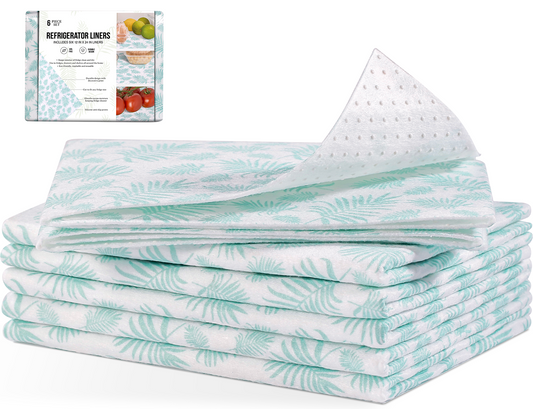 Cooyes Absorbent Refrigerator Liners, Non Slip Fridge Bin Liners and Mats Washable, Refrigerator Shelf Liner for Glass Shelves and Kitchen Cabinet Drawer