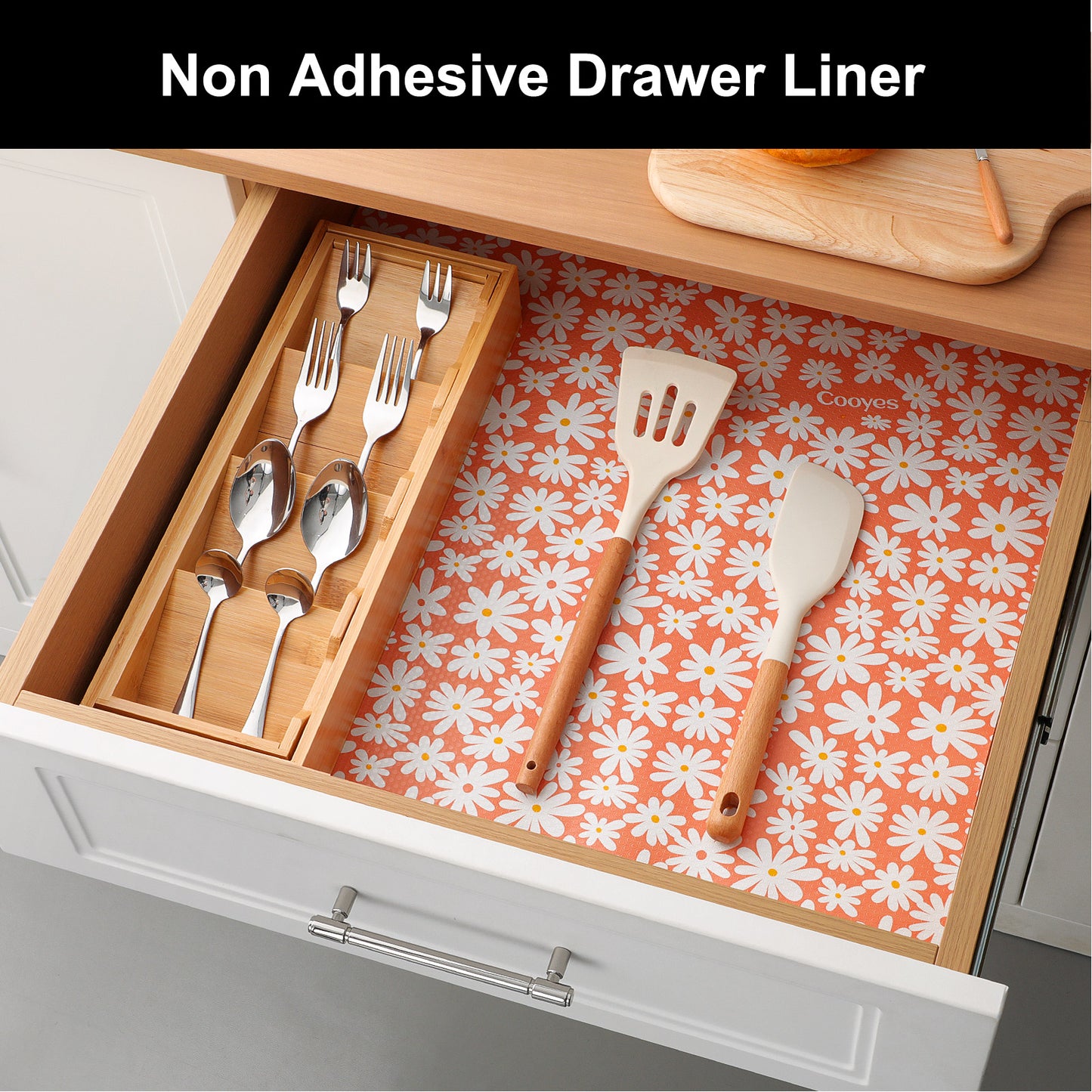 Cooyes Shelf Liner – Premium Non-Adhesive Cabinet & Drawer Liner for Kitchen – Waterproof Shelf Paper with Modern Pattern – Durable EVA Cabinet Mat – Easy to Cut