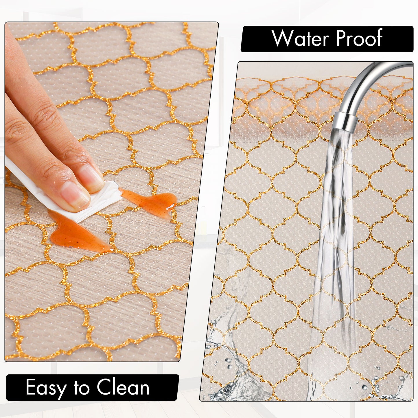 Cooyes Shelf and Drawer Liners for Kitchen Cabinets, Non Adhesive Cabinet Liner, EVA Waterproof Durable Non-Slip Drawer Mats for Shelves, Fridge, Storage, Kitchen Cupboards – Modern Pattern