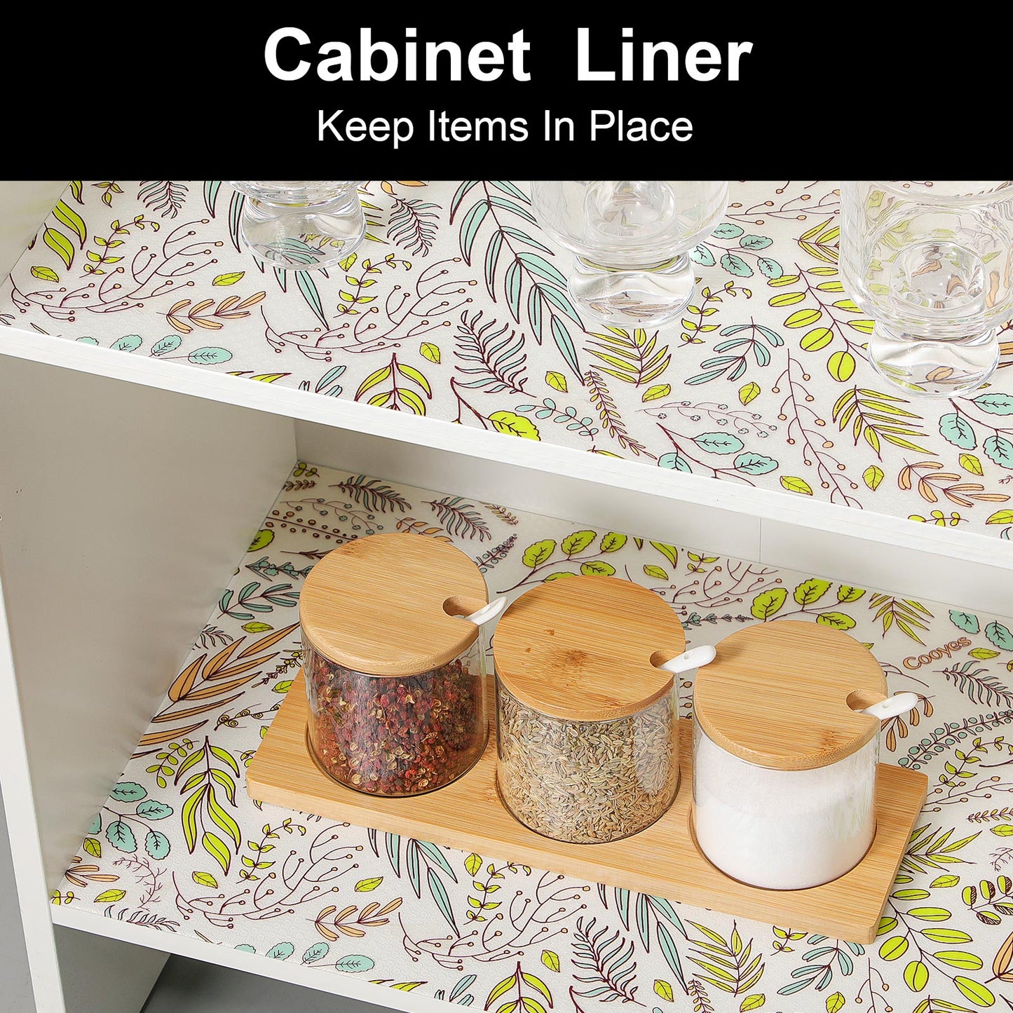 Cooyes Shelf and Drawer Liners for Kitchen Cabinets, Non Adhesive Cabinet Liner, EVA Waterproof Durable Non-Slip Drawer Mats for Shelves, Refrigerator, Storage, Desks