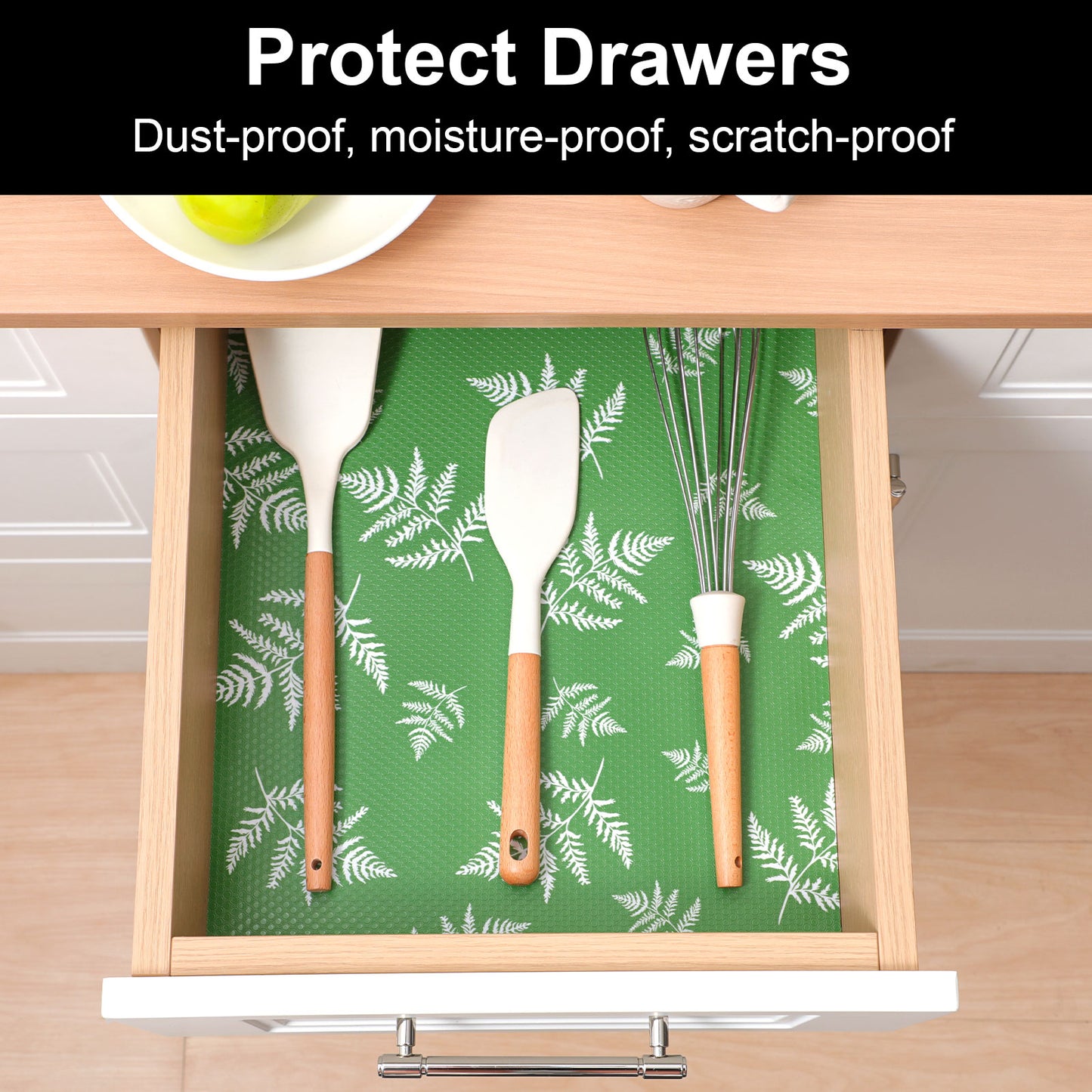 Cooyes Shelf and Drawer Liners for Kitchen Cabinets, Non Adhesive Cabinet Liner, EVA Waterproof Durable Non-Slip Drawer Mats for Shelves, Refrigerator, Storage, Desks