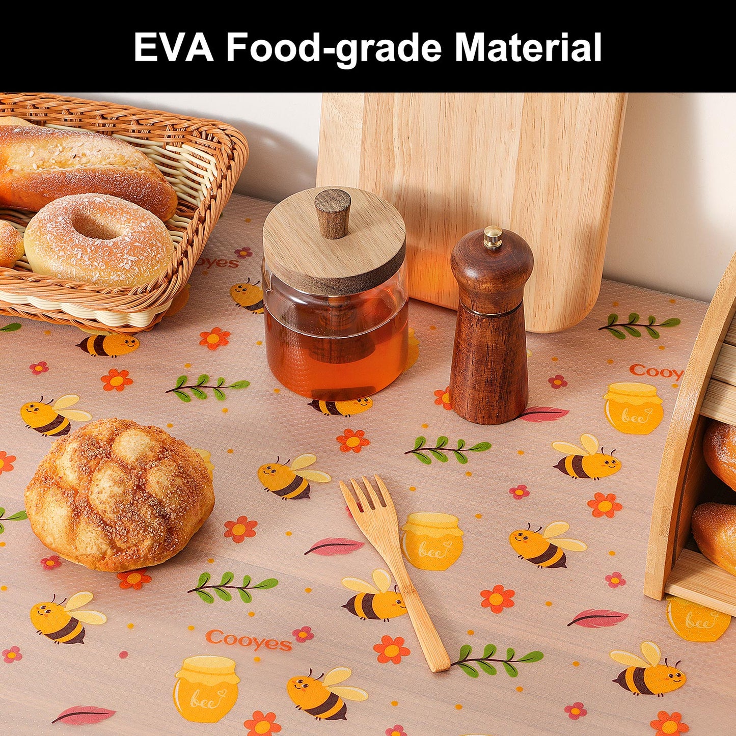 Cooyes Shelf Liner – Premium Non-Adhesive Cabinet & Drawer Liner for Kitchen – Waterproof Shelf Paper with Modern Pattern – Durable EVA Cabinet Mat – Easy to Cut