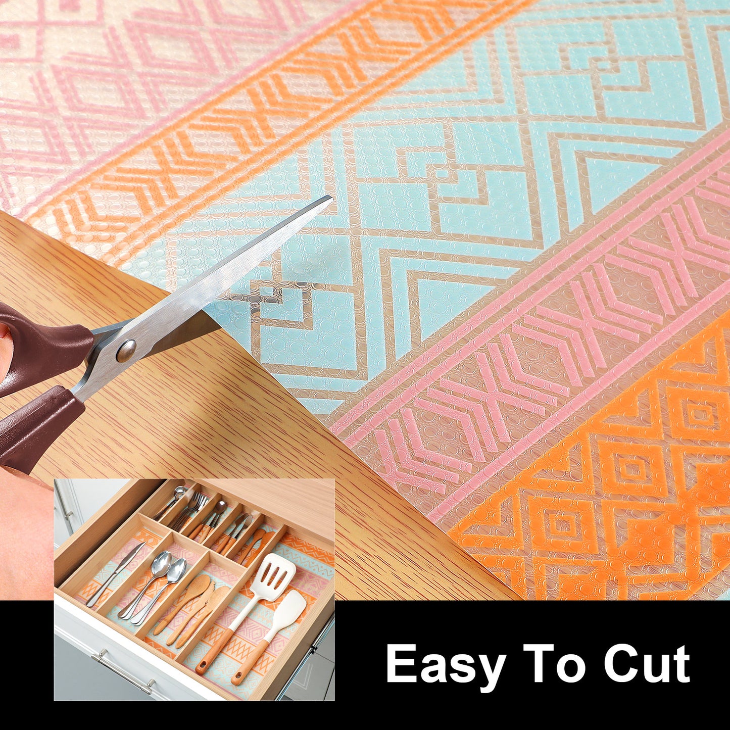 Cooyes Shelf and Drawer Liners for Kitchen Cabinets, Non Adhesive Cabinet Liner, EVA Waterproof Durable Non-Slip Drawer Mats for Shelves, Refrigerator, Storage, Desks