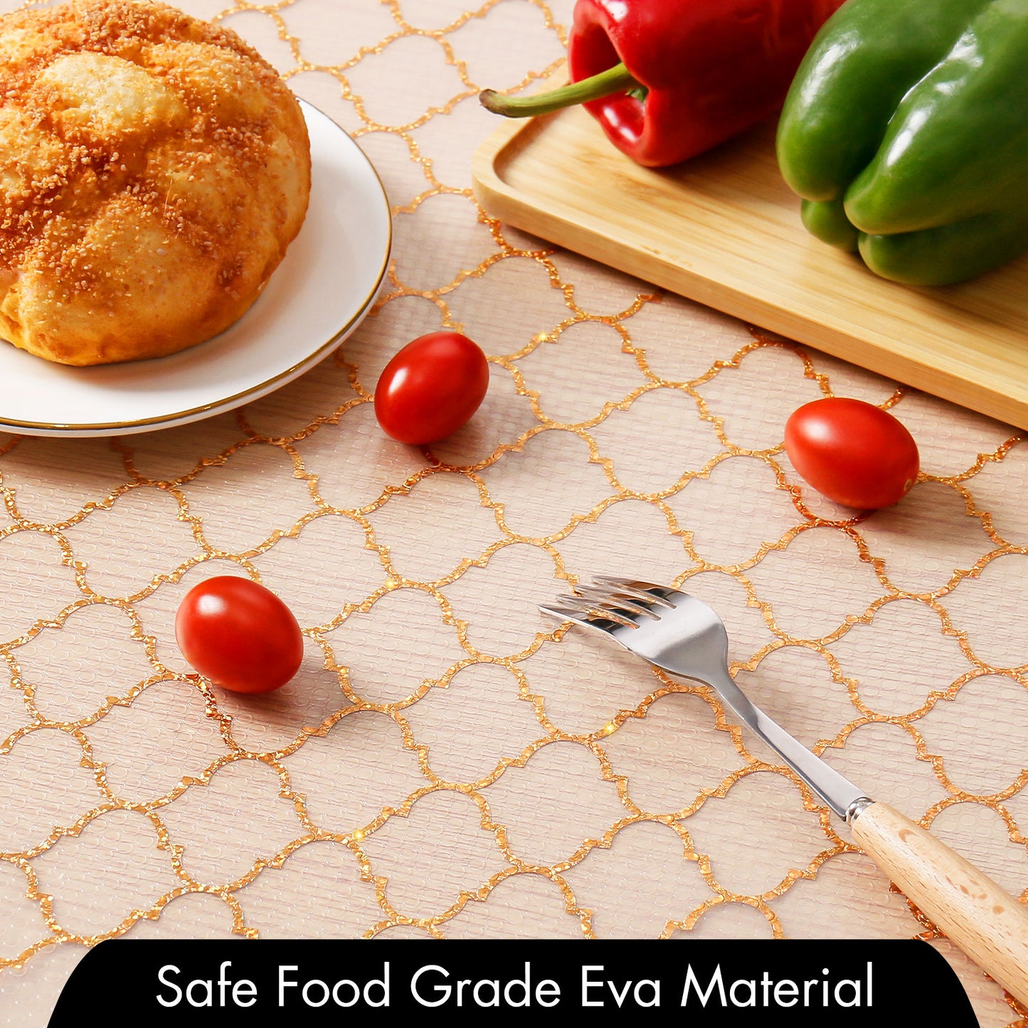 Cooyes Shelf and Drawer Liners for Kitchen Cabinets, Non Adhesive Cabinet Liner, EVA Waterproof Durable Non-Slip Drawer Mats for Shelves, Fridge, Storage, Kitchen Cupboards – Modern Pattern