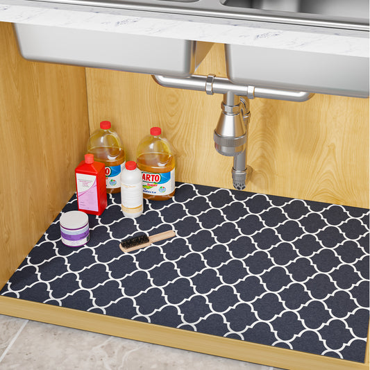 Under Sink Mat for Kitchen Waterproof, Undersink Mats for Bottom of Kitchen Sink, Non-Adhesive Absorbent Quick Dry Under Sink Liner, Non-Slip Shelf Protector Under Sink Tray