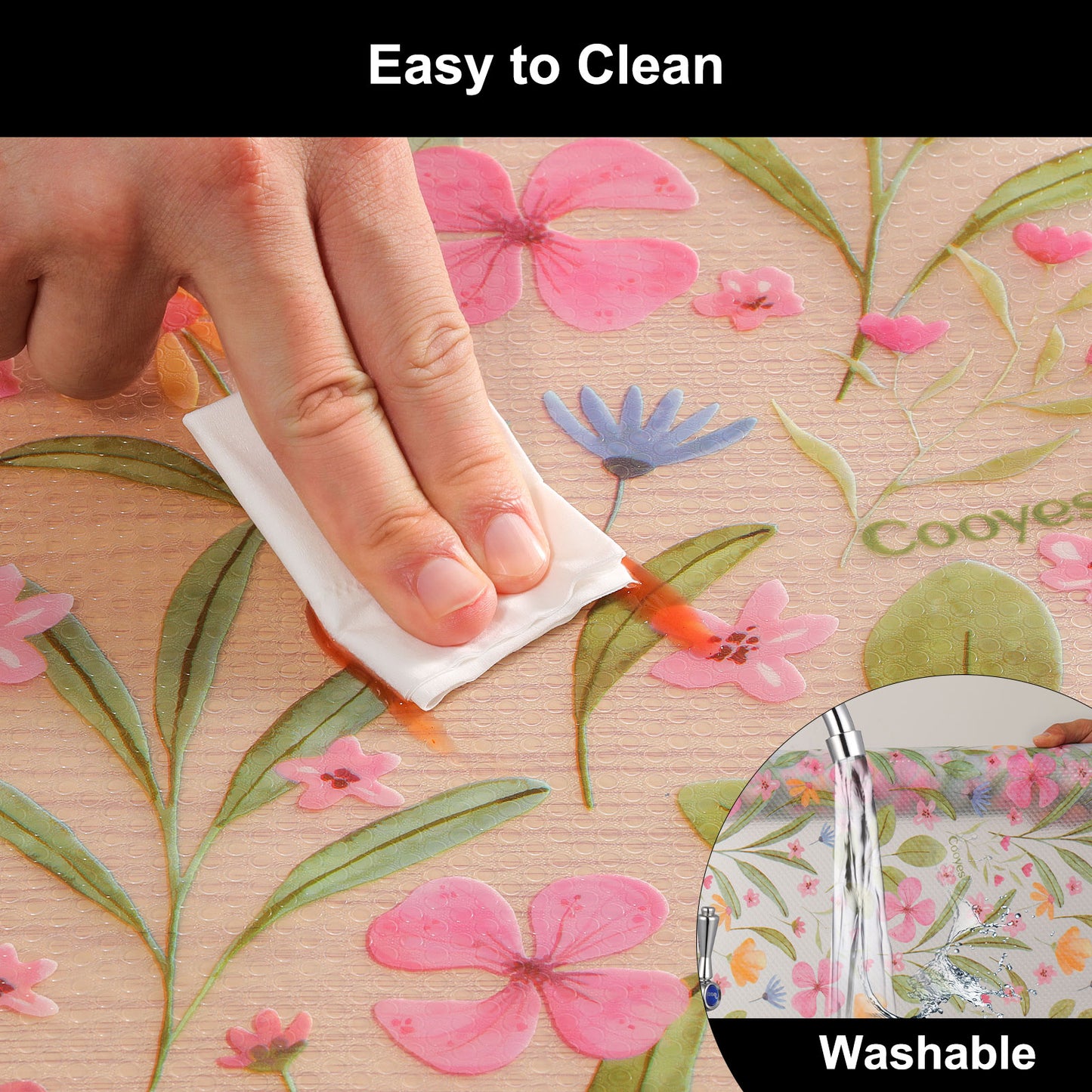 Cooyes Shelf Liner – Premium Non-Adhesive Cabinet & Drawer Liner for Kitchen – Waterproof Shelf Paper with Modern Pattern – Durable EVA Cabinet Mat – Easy to Cut