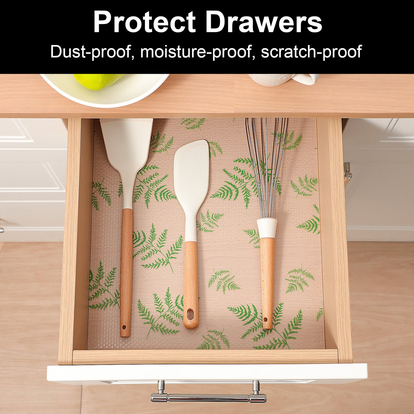 Cooyes Shelf and Drawer Liners for Kitchen Cabinets, Non Adhesive Cabinet Liner, EVA Waterproof Durable Non-Slip Drawer Mats for Shelves, Refrigerator, Storage, Desks