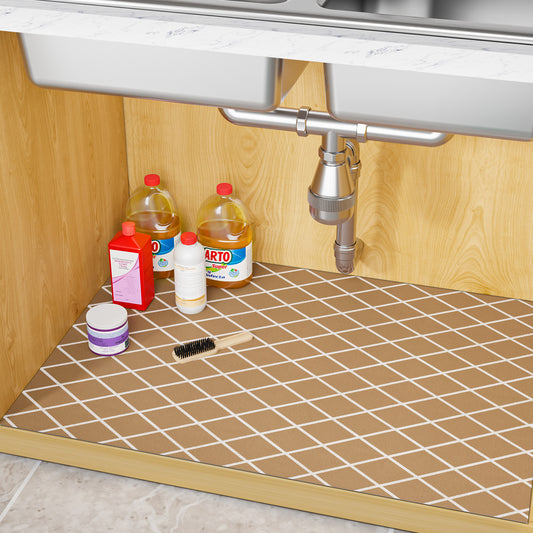 Under Sink Mats for Kitchen Waterproof, Undersink Mats for Bottom of Kitchen Sink, Absorbent Quick Dry Under Sink Liner, Shelf Protector Under Sink Tray, Non-Adhesive, Non-Slip
