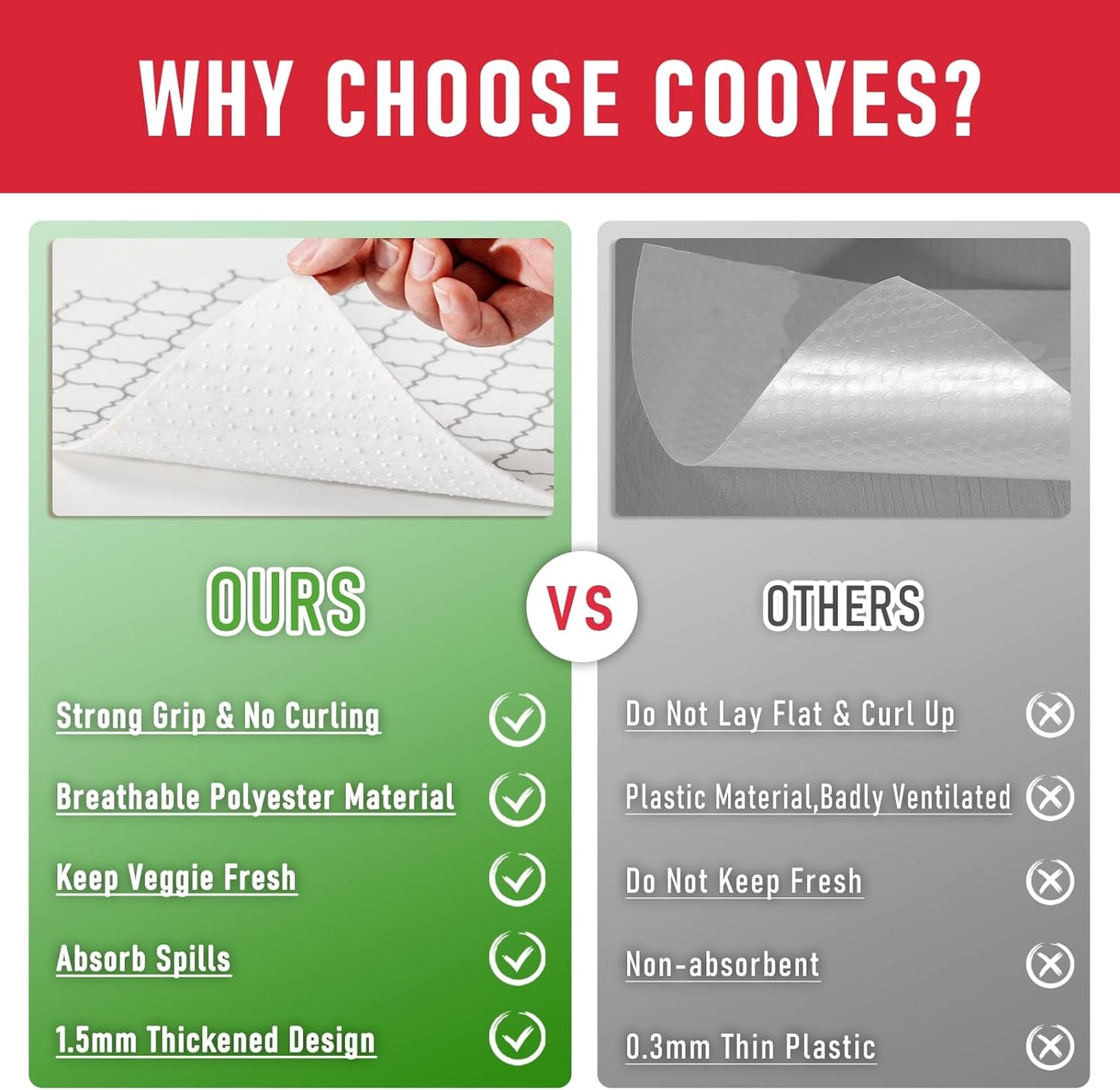 Cooyes 12 Pack Refrigerator Liners, Non Slip Fridge Liners Mats Washable, Refrigerator Shelf Liner for Glass Shelves and Kitchen Cabinet Drawer