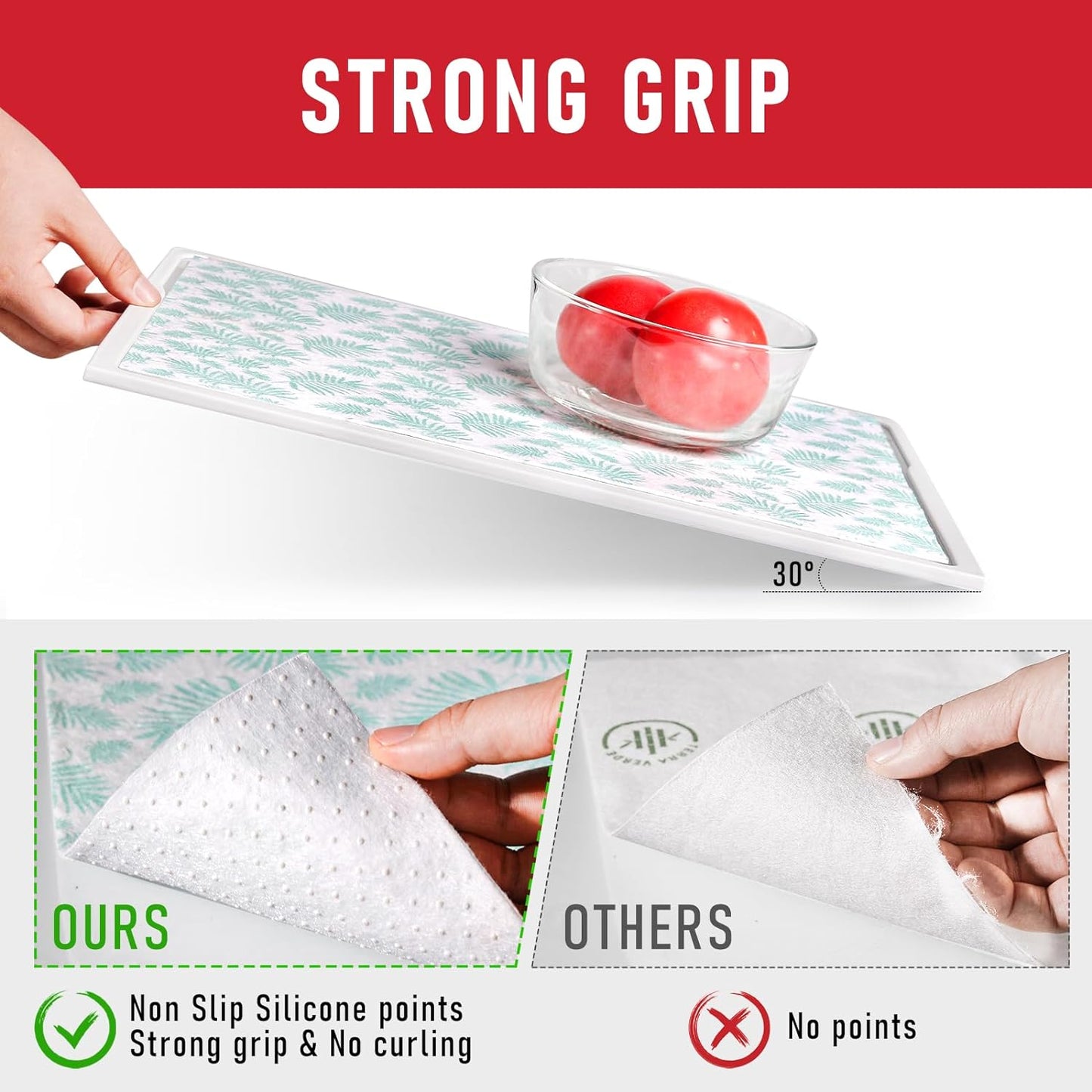 Cooyes Absorbent Refrigerator Liners, Non Slip Fridge Bin Liners and Mats Washable, Refrigerator Shelf Liner for Glass Shelves and Kitchen Cabinet Drawer