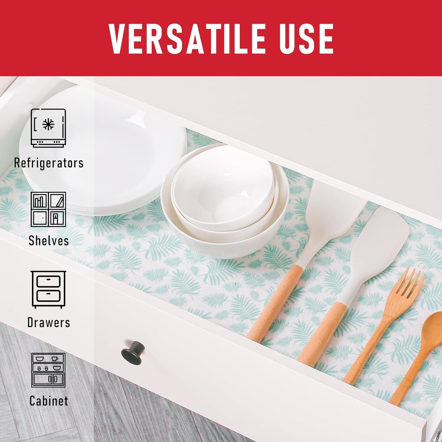 Cooyes Absorbent Refrigerator Liners, Non Slip Fridge Bin Liners and Mats Washable, Refrigerator Shelf Liner for Glass Shelves and Kitchen Cabinet Drawer