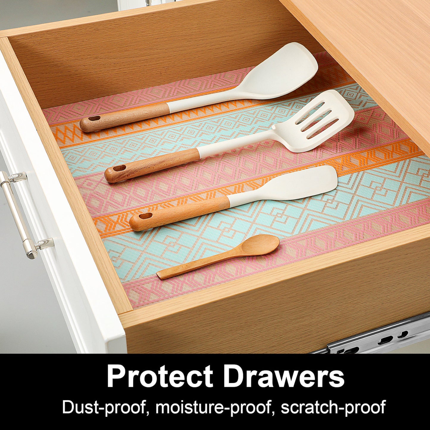 Cooyes Shelf and Drawer Liners for Kitchen Cabinets, Non Adhesive Cabinet Liner, EVA Waterproof Durable Non-Slip Drawer Mats for Shelves, Refrigerator, Storage, Desks