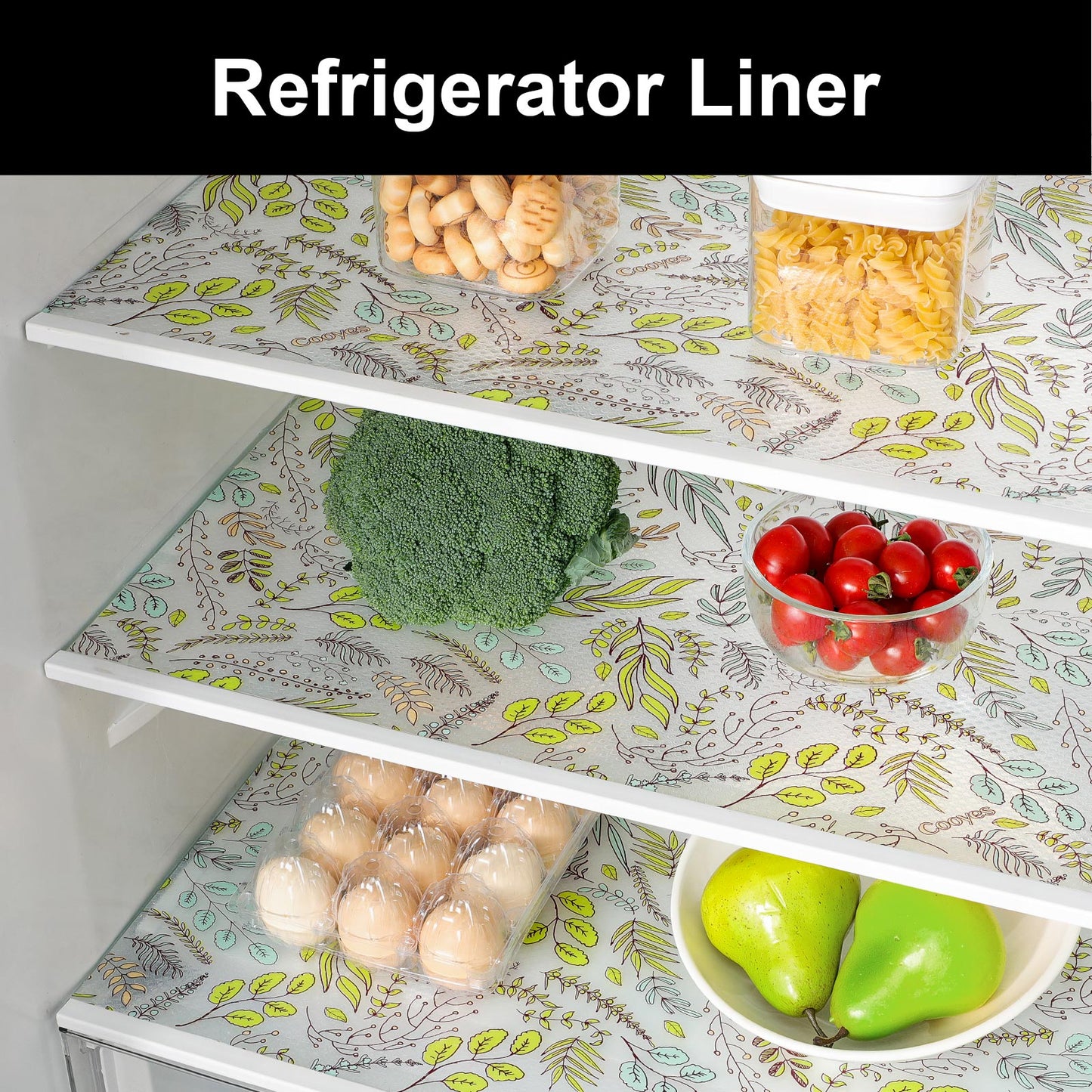 Cooyes Shelf and Drawer Liners for Kitchen Cabinets, Non Adhesive Cabinet Liner, EVA Waterproof Durable Non-Slip Drawer Mats for Shelves, Refrigerator, Storage, Desks