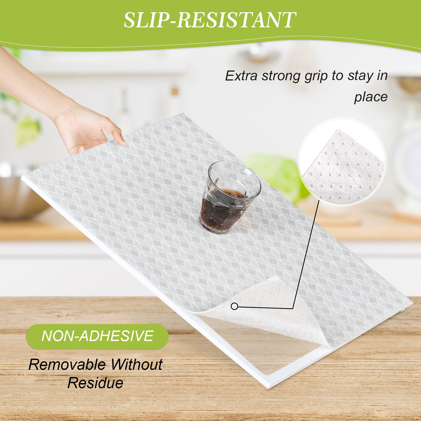 Cooyes Refrigerator Liners, Premium Absorbent Fridge Liners Non-Slip Washable, 12" x 24" Refrigerator Shelf Liners and Mats for Glass Shelves, Kitchen Cabinets, Non-Adhesive(6 PCS Green Veggie)