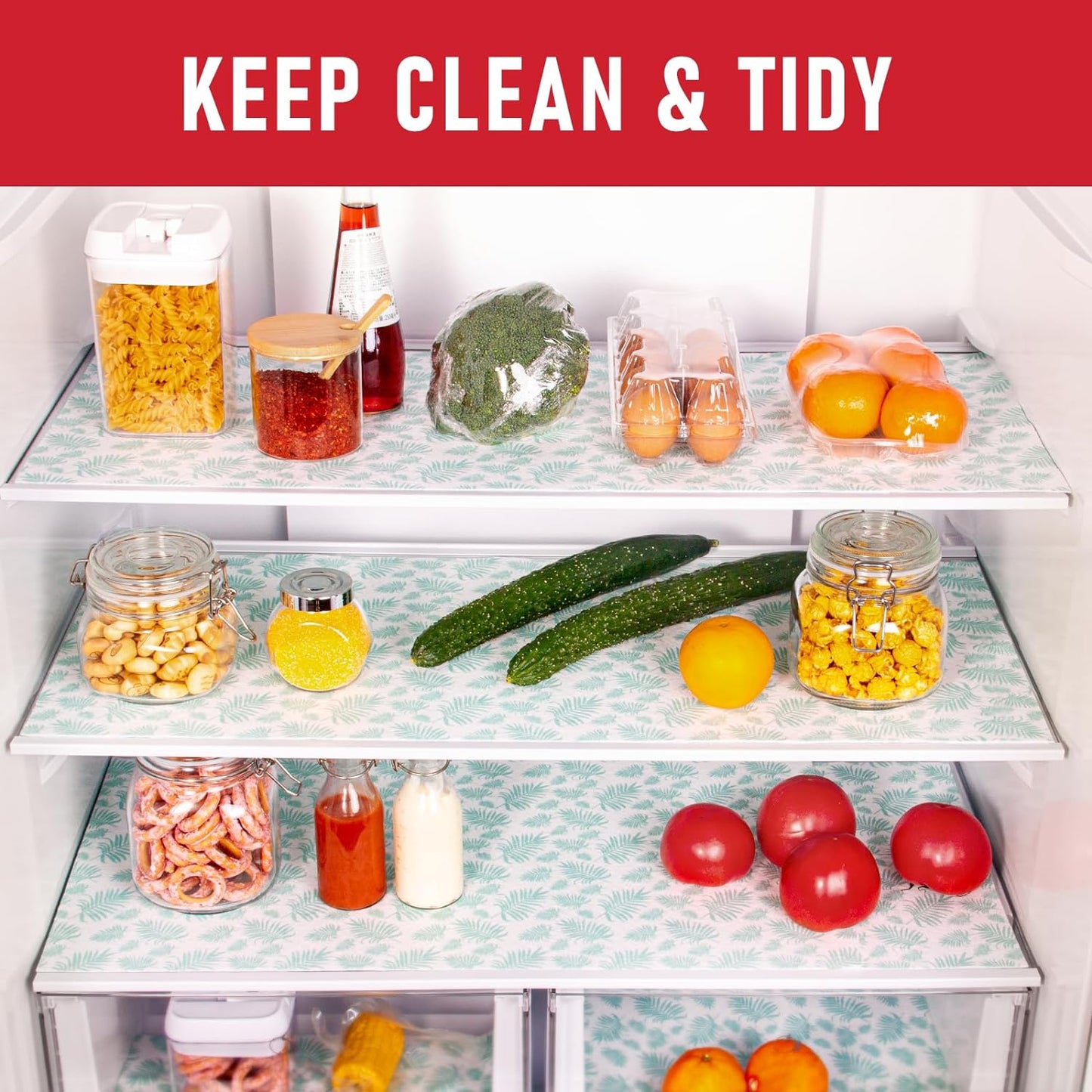 Cooyes Absorbent Refrigerator Liners, Non Slip Fridge Bin Liners and Mats Washable, Refrigerator Shelf Liner for Glass Shelves and Kitchen Cabinet Drawer