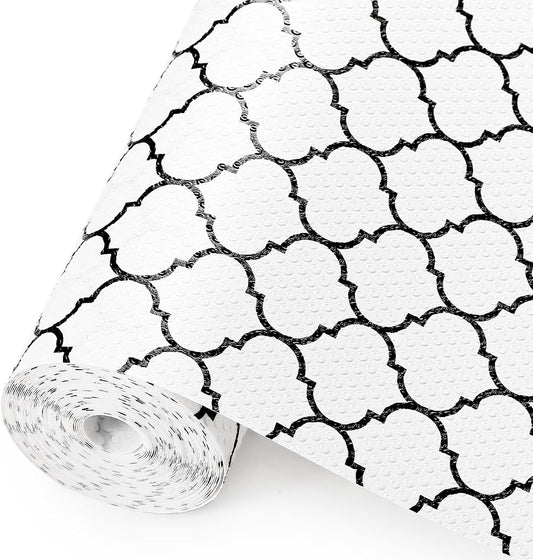 Cooyes Shelf Liner – Non-Adhesive Shelf Liners for Kitchen Cabinets – Waterproof Shelf Paper with Modern Pattern – Durable EVA Cabinet Liners