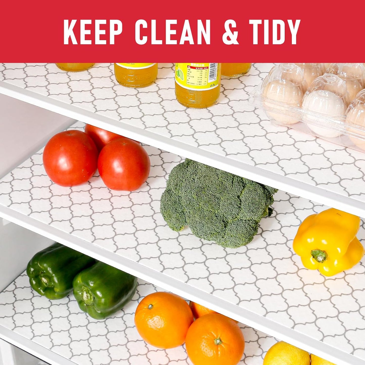 Cooyes 12 Pack Refrigerator Liners, Non Slip Fridge Liners Mats Washable, Refrigerator Shelf Liner for Glass Shelves and Kitchen Cabinet Drawer