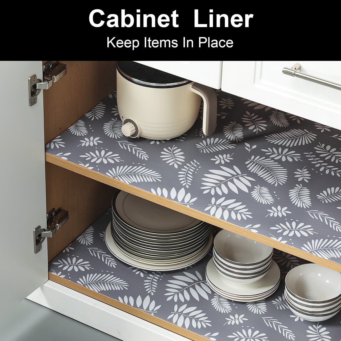 Cooyes Shelf and Drawer Liners for Kitchen Cabinets, Non Adhesive Cabinet Liner, EVA Waterproof Durable Non-Slip Drawer Mats for Shelves, Refrigerator, Storage, Desks