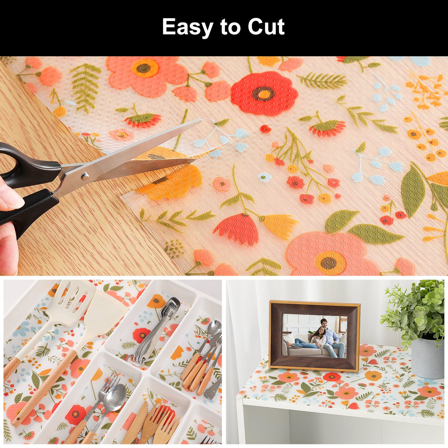 Cooyes Shelf Liner – Premium Non-Adhesive Cabinet & Drawer Liner for Kitchen – Waterproof Shelf Paper with Modern Pattern – Durable EVA Cabinet Mat – Easy to Cut
