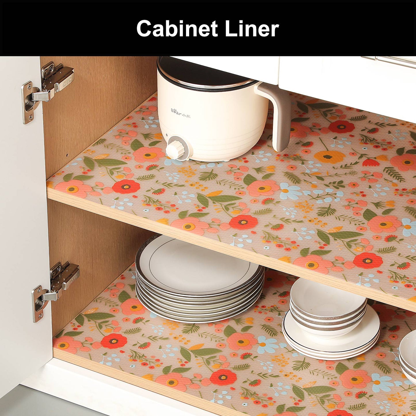 Cooyes Shelf Liner – Premium Non-Adhesive Cabinet & Drawer Liner for Kitchen – Waterproof Shelf Paper with Modern Pattern – Durable EVA Cabinet Mat – Easy to Cut