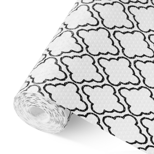 Cooyes Shelf Liner – Non-Adhesive Shelf Liners for Kitchen Cabinets – Waterproof Shelf Paper with Modern Pattern – Durable EVA Cabinet Liners