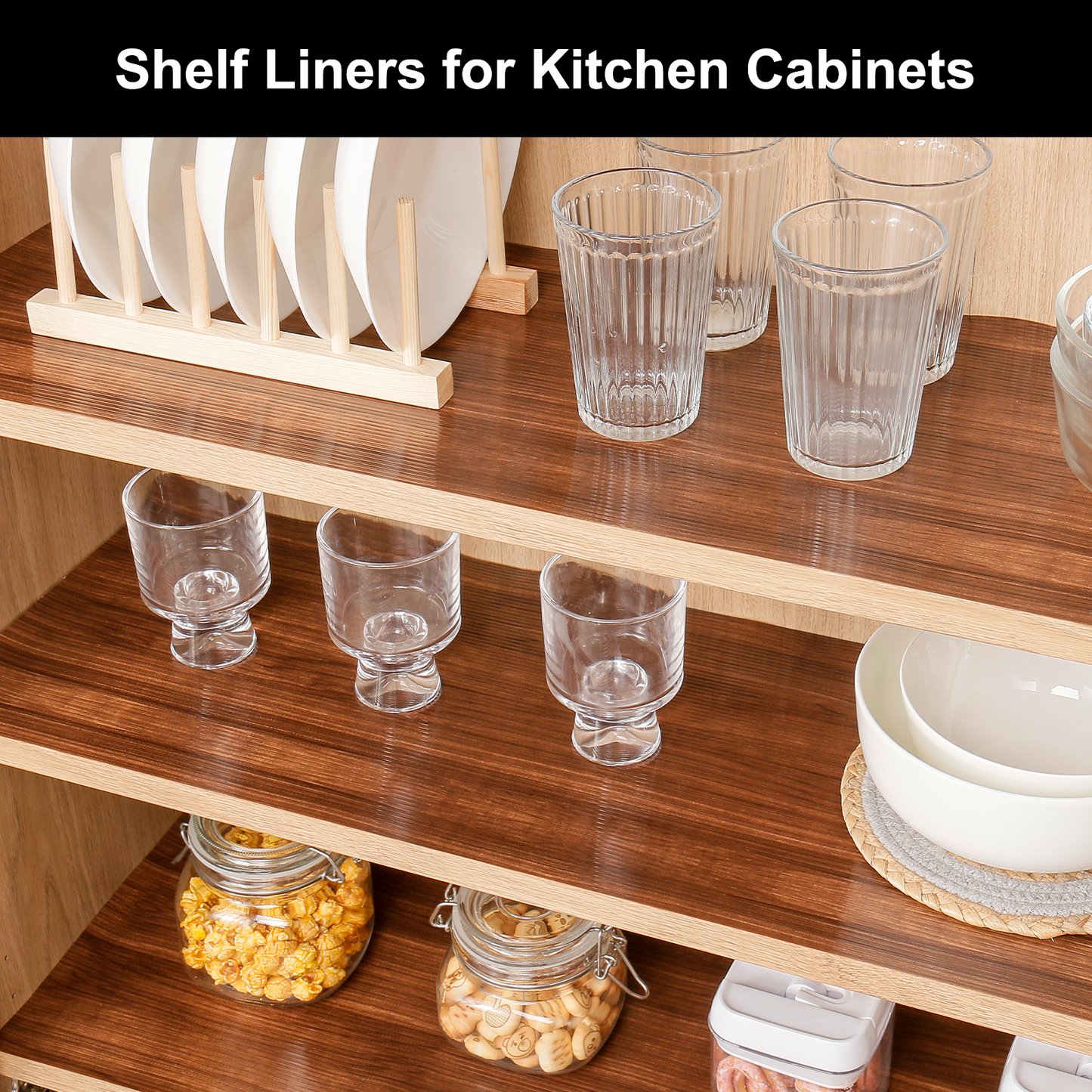 Cooyes Shelf Liner – Premium Non-Adhesive Cabinet & Drawer Liner for Kitchen – Waterproof Shelf Paper with Modern Pattern – Durable EVA Cabinet Mat – Easy to Cut