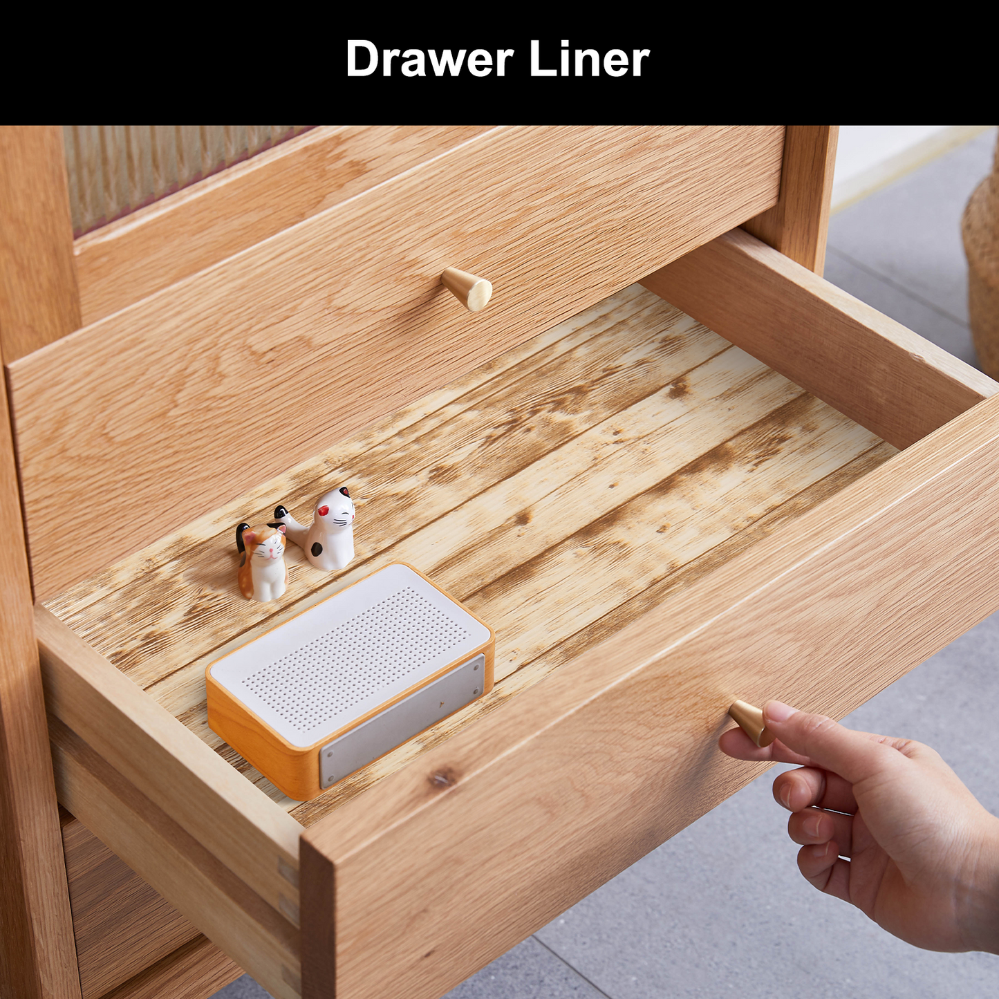 Cooyes Shelf Liner – Premium Non-Adhesive Cabinet & Drawer Liner for Kitchen – Waterproof Shelf Paper with Modern Pattern – Durable EVA Cabinet Mat – Easy to Cut