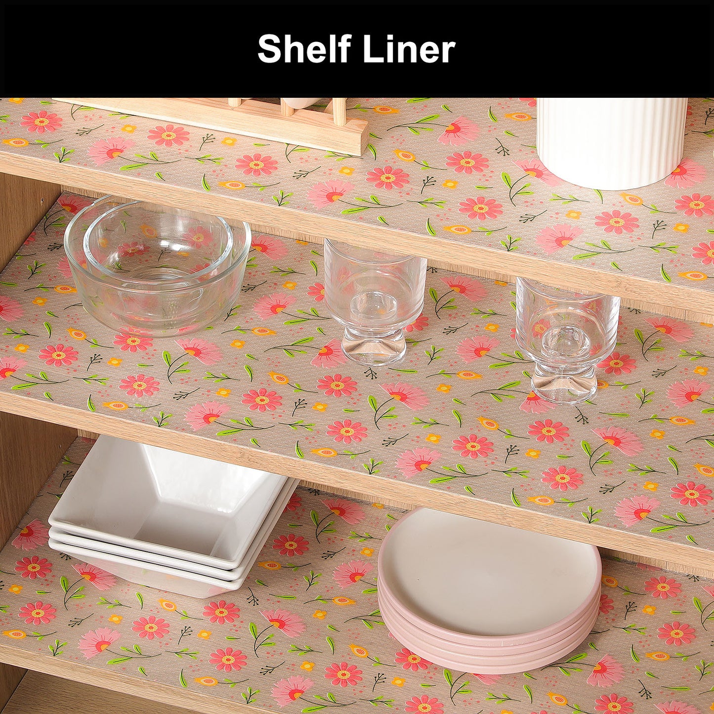 Cooyes Shelf Liner – Premium Non-Adhesive Cabinet & Drawer Liner for Kitchen – Waterproof Shelf Paper with Modern Pattern – Durable EVA Cabinet Mat – Easy to Cut