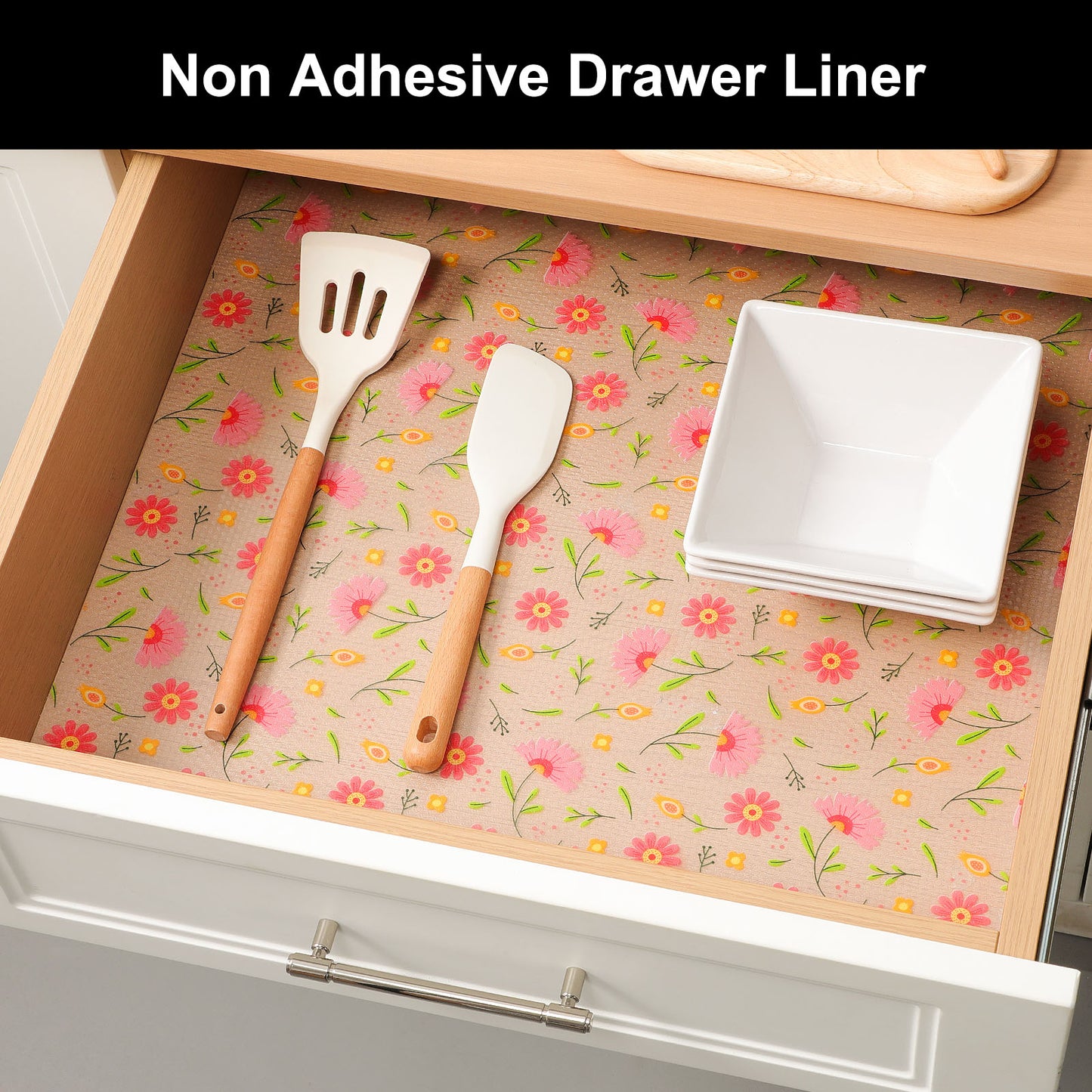 Cooyes Shelf Liner – Premium Non-Adhesive Cabinet & Drawer Liner for Kitchen – Waterproof Shelf Paper with Modern Pattern – Durable EVA Cabinet Mat – Easy to Cut