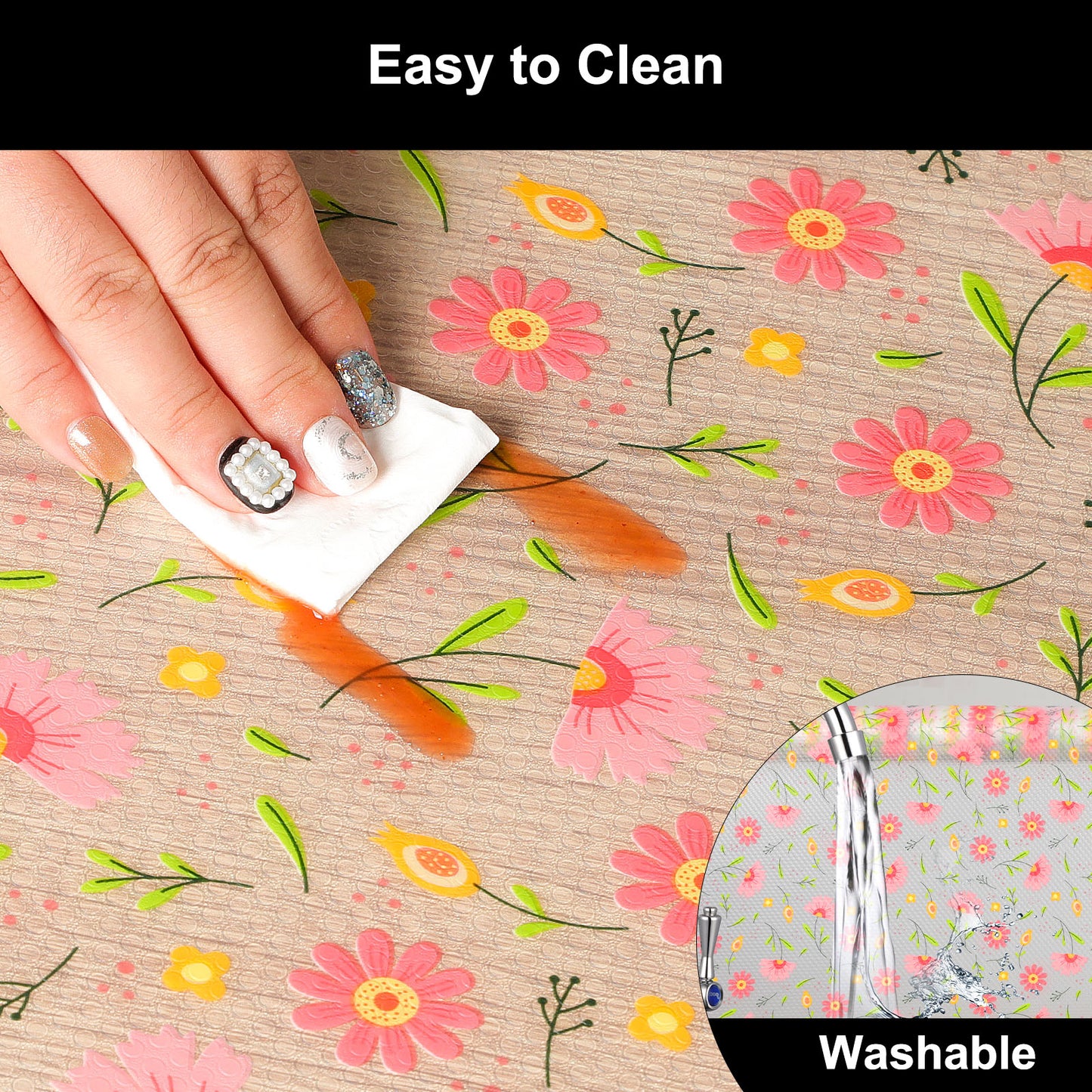 Cooyes Shelf Liner – Premium Non-Adhesive Cabinet & Drawer Liner for Kitchen – Waterproof Shelf Paper with Modern Pattern – Durable EVA Cabinet Mat – Easy to Cut